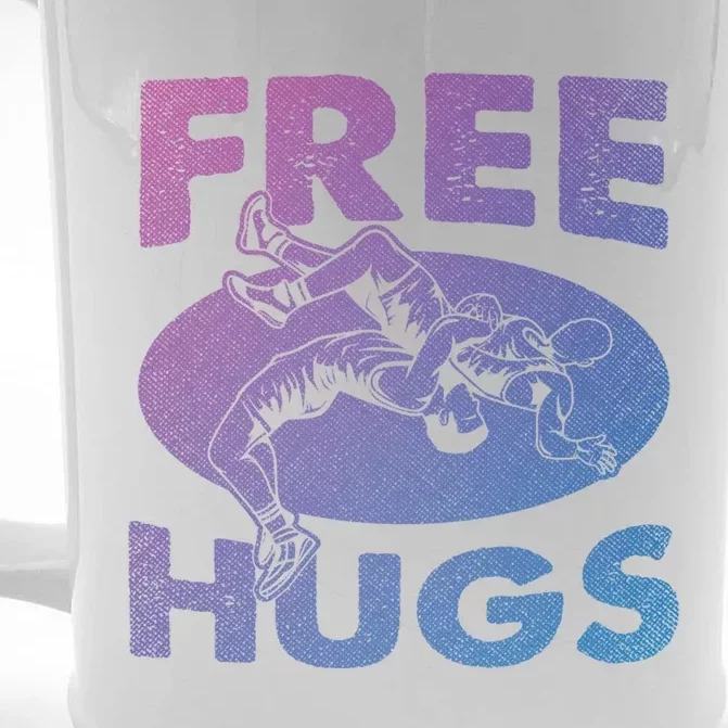 Wrestling Gift Funny Free Hugs Wrestling Great Gift Front & Back Beer Stein