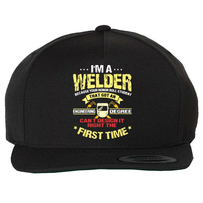 Welder Gifts Funny Welding Image On Back Of Wool Snapback Cap