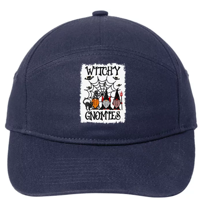 Witchy Gnomies Funny Gnome Halloween Matching Costume Gift 7-Panel Snapback Hat