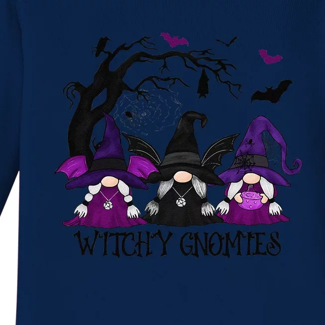 Witchy Gnomies Funny Gnome Halloween Matching Costume Baby Long Sleeve Bodysuit