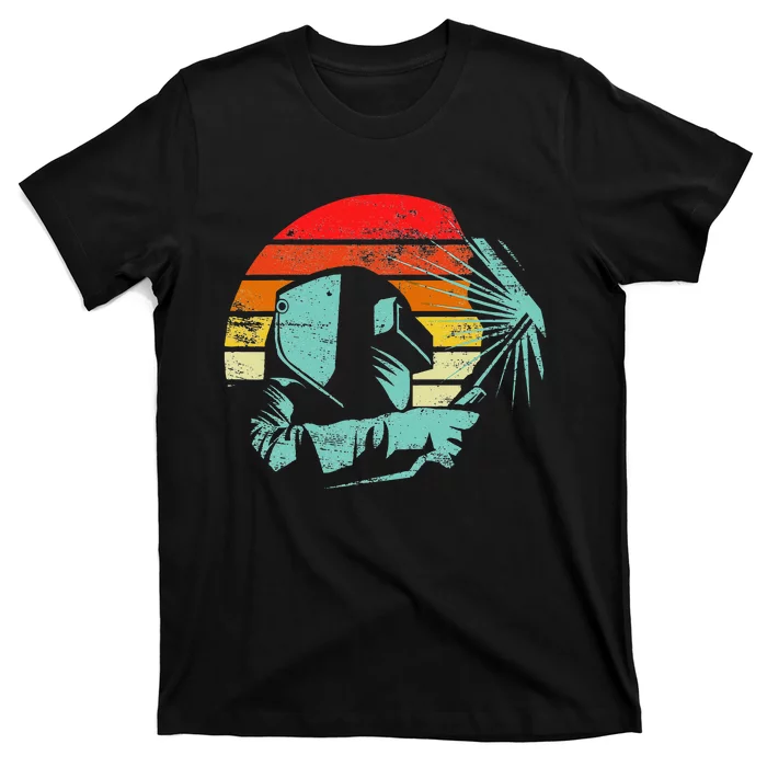 Welder Gifts Funny Retro Vintage Welding Helmet Silhouette T-Shirt