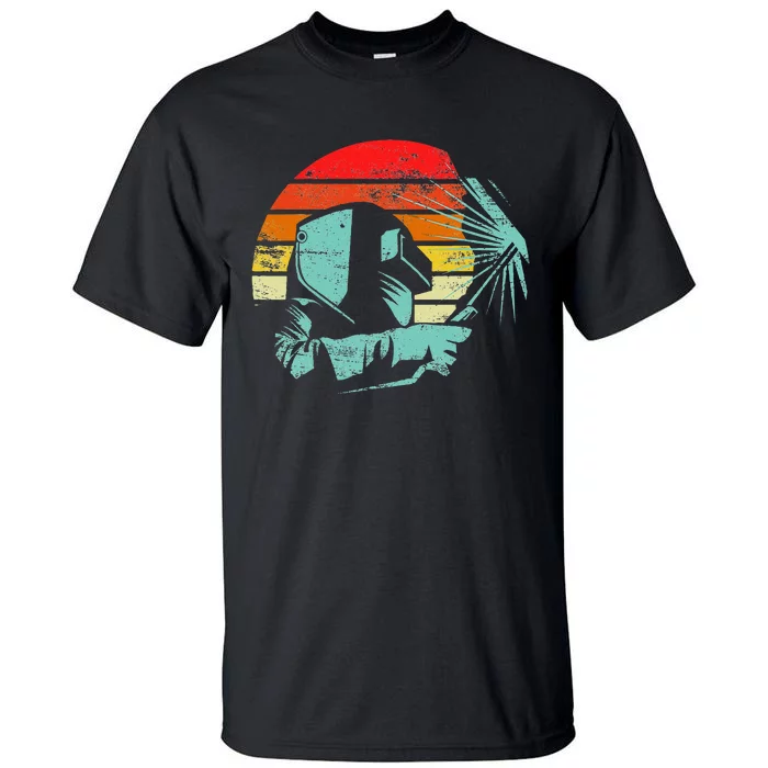 Welder Gifts Funny Retro Vintage Welding Helmet Silhouette Tall T-Shirt