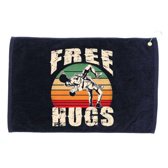 Wrestling Gift Funny Free Hugs Wrestling Gift Grommeted Golf Towel