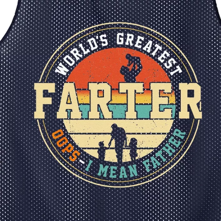 Worlds Greatest Farter Oops I Mean Father Fathers Day Fun Mesh Reversible Basketball Jersey Tank