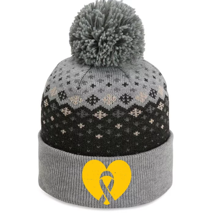 Wear Gold For Childhood Cancer Awareness Ribbon The Baniff Cuffed Pom Beanie