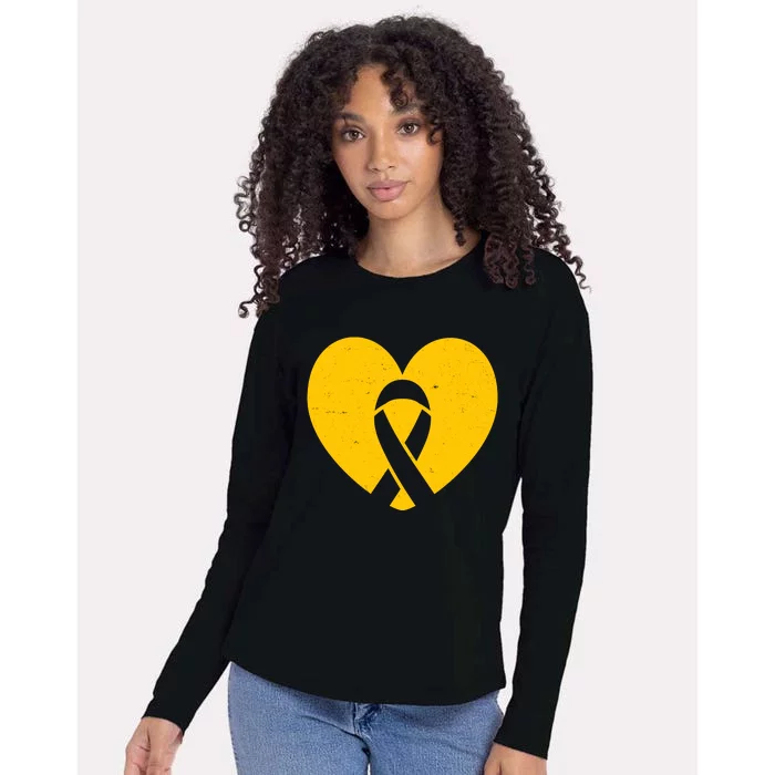 Wear Gold For Childhood Cancer Awareness Ribbon Womens Cotton Relaxed Long Sleeve T-Shirt