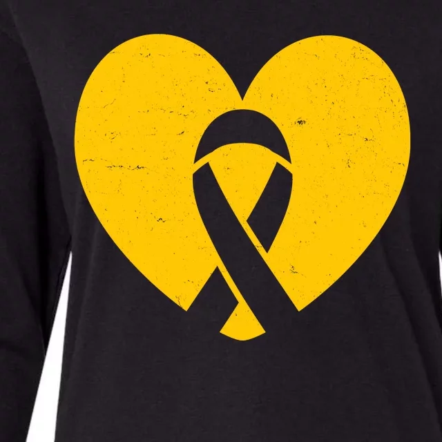 Wear Gold For Childhood Cancer Awareness Ribbon Womens Cotton Relaxed Long Sleeve T-Shirt