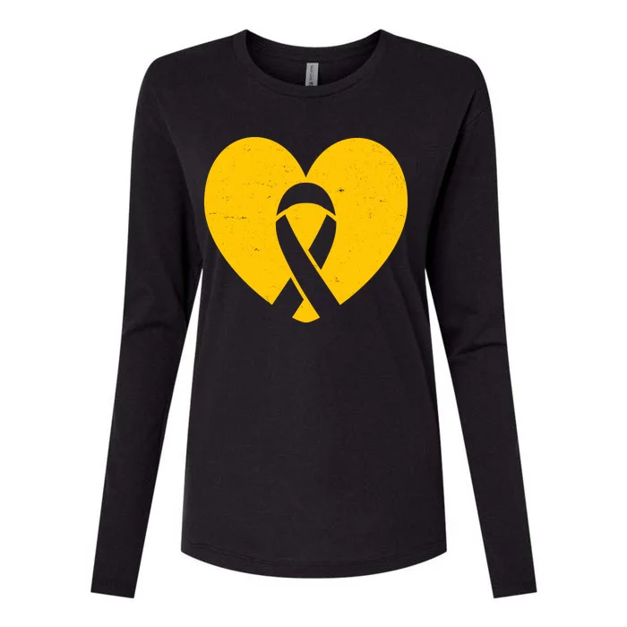 Wear Gold For Childhood Cancer Awareness Ribbon Womens Cotton Relaxed Long Sleeve T-Shirt