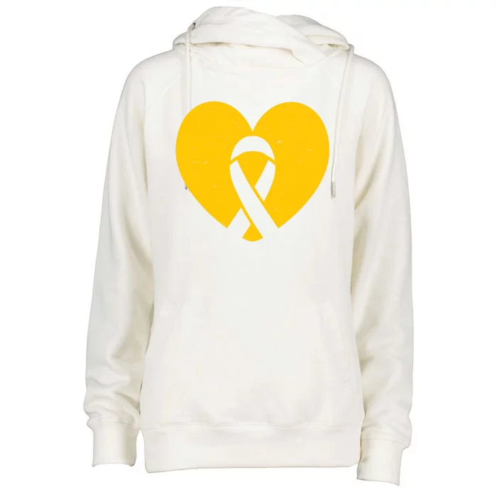 Wear Gold For Childhood Cancer Awareness Ribbon Womens Funnel Neck Pullover Hood