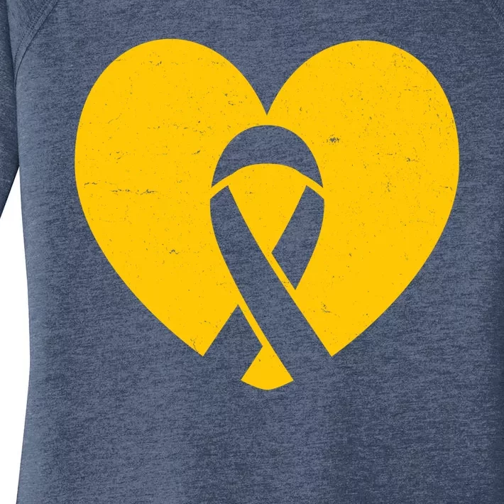 Wear Gold For Childhood Cancer Awareness Ribbon Women's Perfect Tri Tunic Long Sleeve Shirt