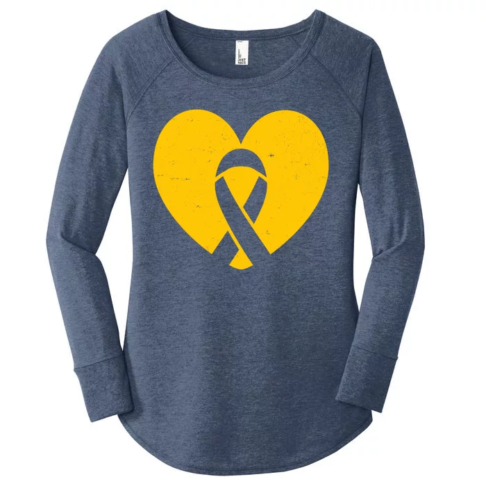 Wear Gold For Childhood Cancer Awareness Ribbon Women's Perfect Tri Tunic Long Sleeve Shirt