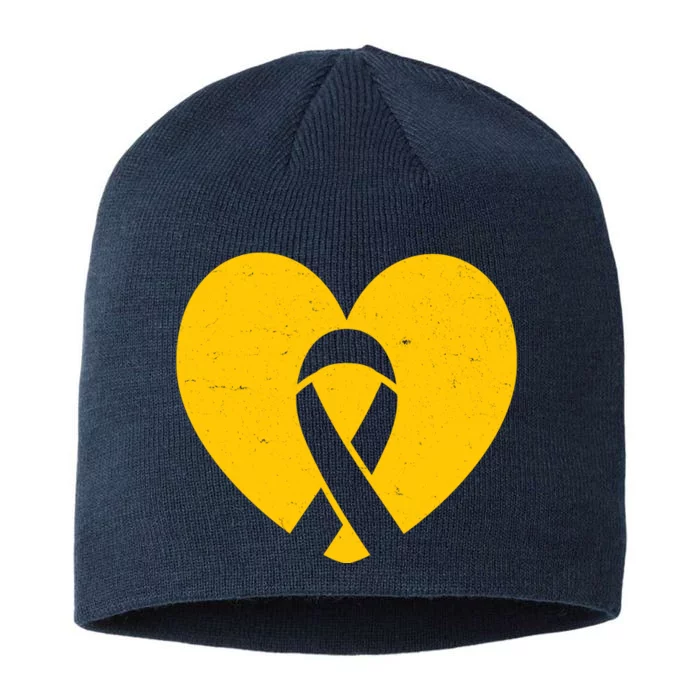 Wear Gold For Childhood Cancer Awareness Ribbon 8 1/2in Sustainable Knit Beanie