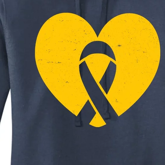 Wear Gold For Childhood Cancer Awareness Ribbon Women's Pullover Hoodie