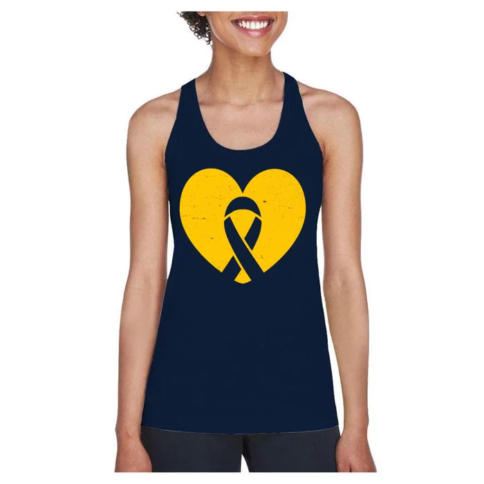 Wear Gold For Childhood Cancer Awareness Ribbon Women's Racerback Tank