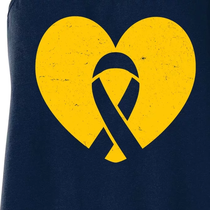 Wear Gold For Childhood Cancer Awareness Ribbon Women's Racerback Tank