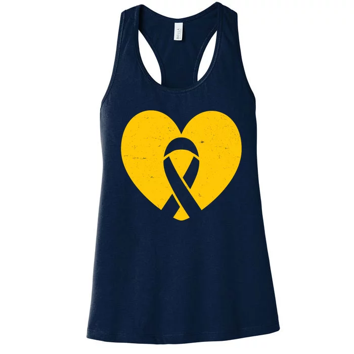 Wear Gold For Childhood Cancer Awareness Ribbon Women's Racerback Tank