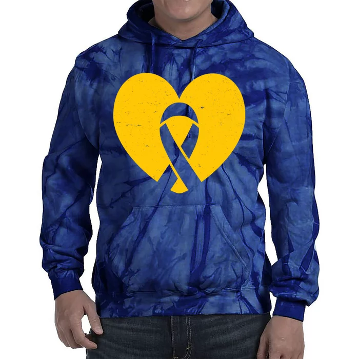 Wear Gold For Childhood Cancer Awareness Ribbon Tie Dye Hoodie