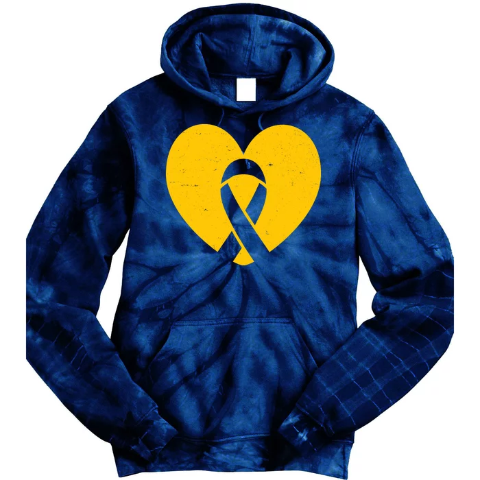 Wear Gold For Childhood Cancer Awareness Ribbon Tie Dye Hoodie