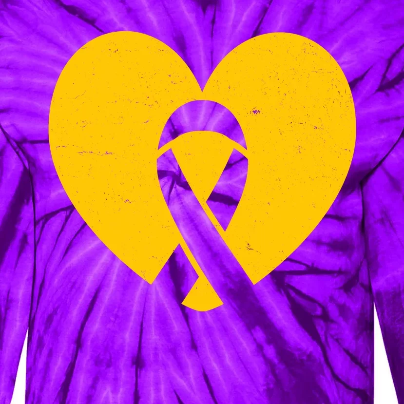 Wear Gold For Childhood Cancer Awareness Ribbon Tie-Dye Long Sleeve Shirt