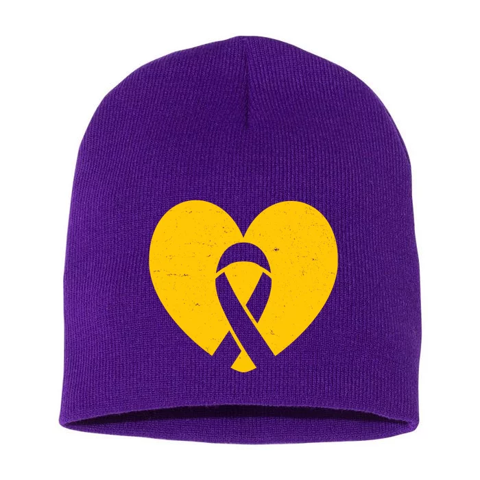 Wear Gold For Childhood Cancer Awareness Ribbon Short Acrylic Beanie