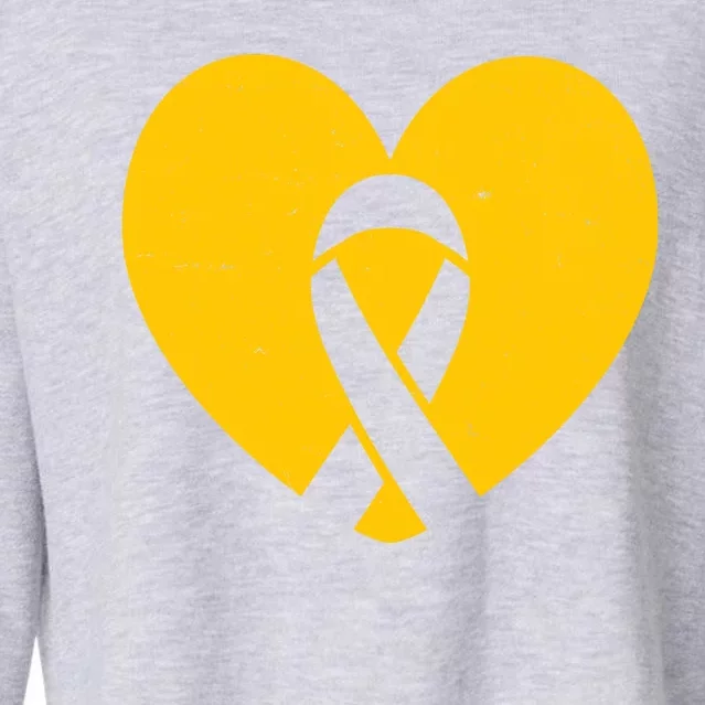 Wear Gold For Childhood Cancer Awareness Ribbon Cropped Pullover Crew