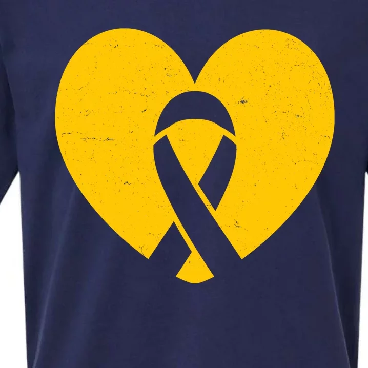 Wear Gold For Childhood Cancer Awareness Ribbon Sueded Cloud Jersey T-Shirt