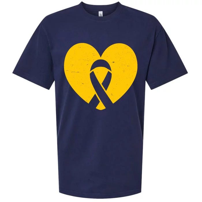 Wear Gold For Childhood Cancer Awareness Ribbon Sueded Cloud Jersey T-Shirt