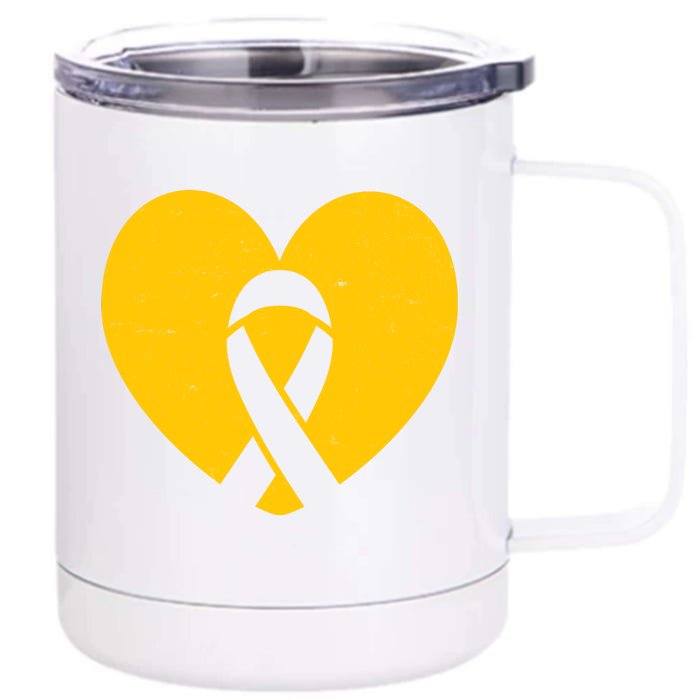 Wear Gold For Childhood Cancer Awareness Ribbon Front & Back 12oz Stainless Steel Tumbler Cup