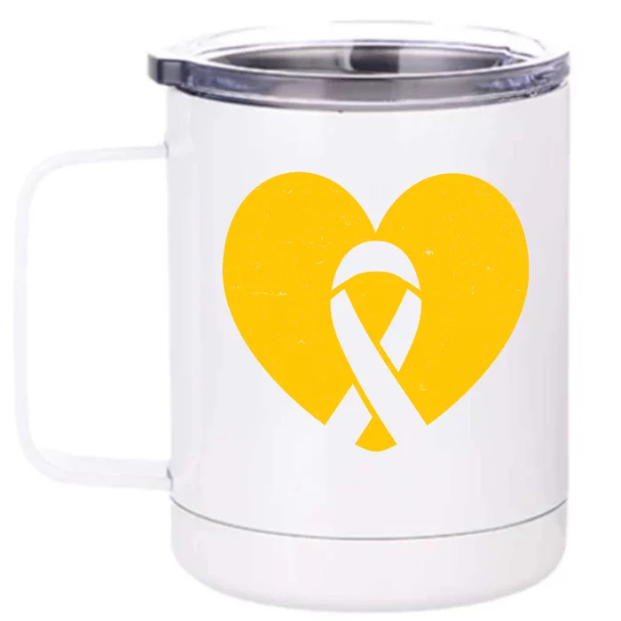 Wear Gold For Childhood Cancer Awareness Ribbon Front & Back 12oz Stainless Steel Tumbler Cup