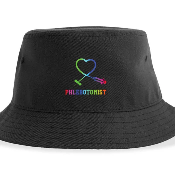 Womens Gift For Phlebotomist Phlebotomy Butterfly Needle Heart Sustainable Bucket Hat