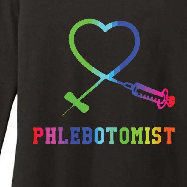 Womens Gift For Phlebotomist Phlebotomy Butterfly Needle Heart Womens CVC Long Sleeve Shirt