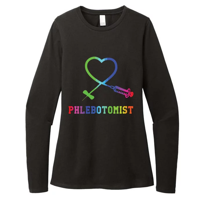 Womens Gift For Phlebotomist Phlebotomy Butterfly Needle Heart Womens CVC Long Sleeve Shirt