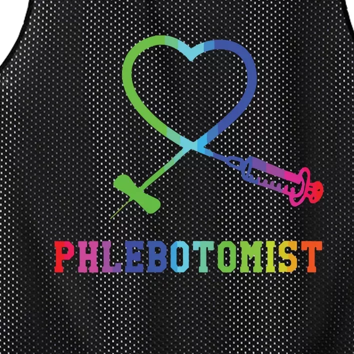 Womens Gift For Phlebotomist Phlebotomy Butterfly Needle Heart Mesh Reversible Basketball Jersey Tank