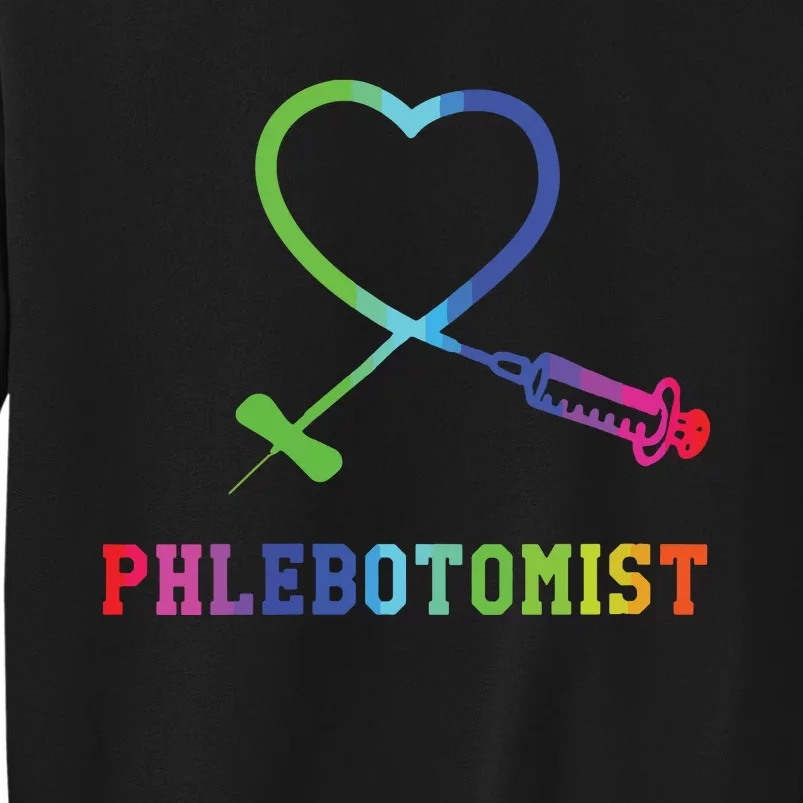 Womens Gift For Phlebotomist Phlebotomy Butterfly Needle Heart Tall Sweatshirt