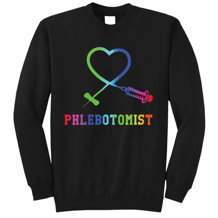 Womens Gift For Phlebotomist Phlebotomy Butterfly Needle Heart Tall Sweatshirt