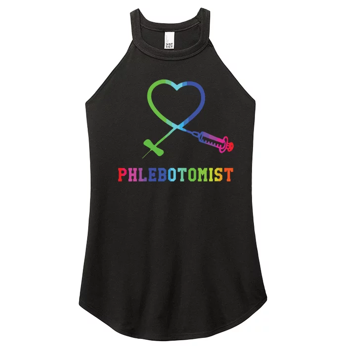 Womens Gift For Phlebotomist Phlebotomy Butterfly Needle Heart Women’s Perfect Tri Rocker Tank