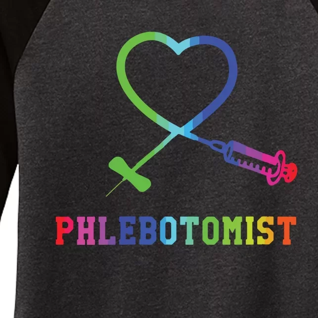 Womens Gift For Phlebotomist Phlebotomy Butterfly Needle Heart Women's Tri-Blend 3/4-Sleeve Raglan Shirt