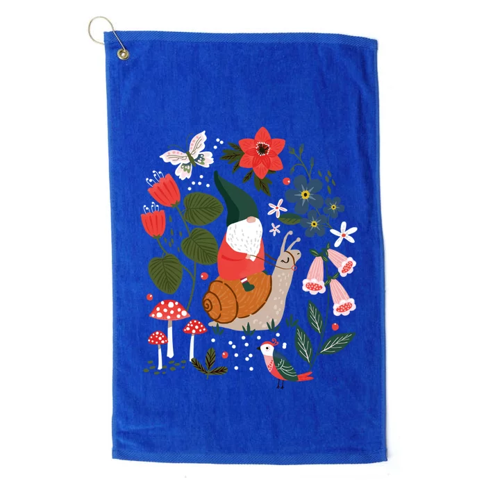 Whimsical Garden Gnome Riding Snail Platinum Collection Golf Towel