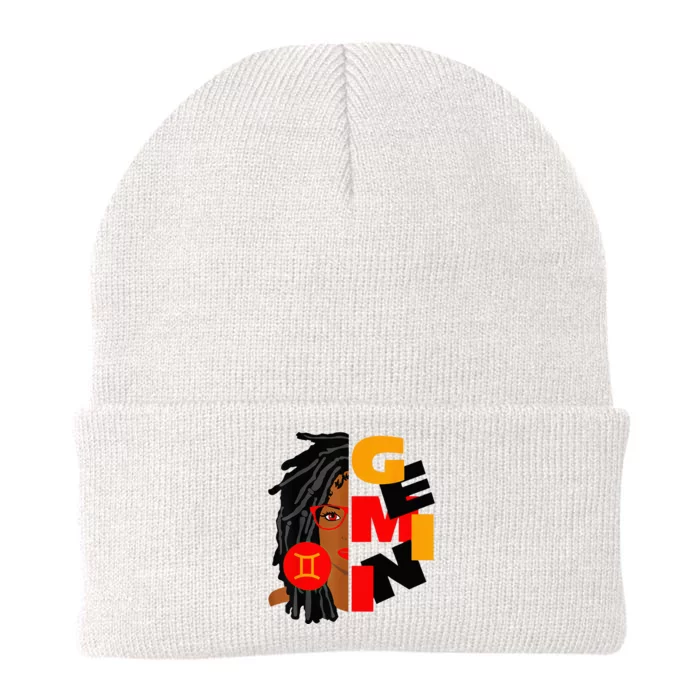 Womens Gemini Girl Afro Locs Girl Zodiac Signs Birthday Knit Cap Winter Beanie