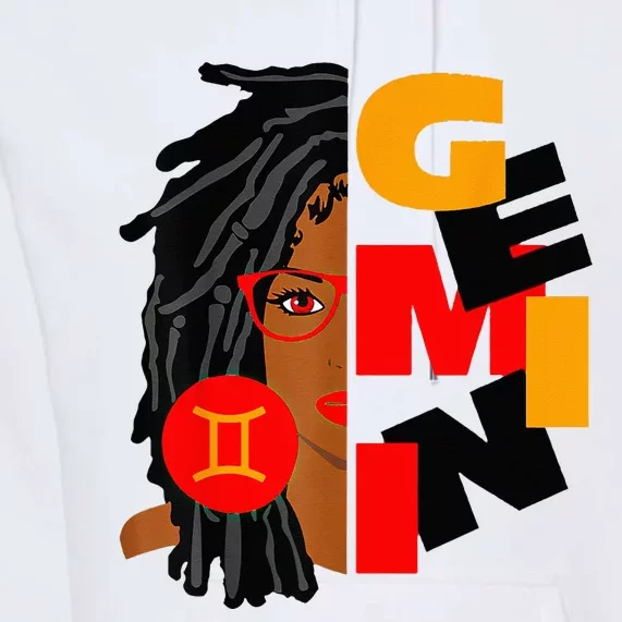 Womens Gemini Girl Afro Locs Girl Zodiac Signs Birthday Premium Hoodie