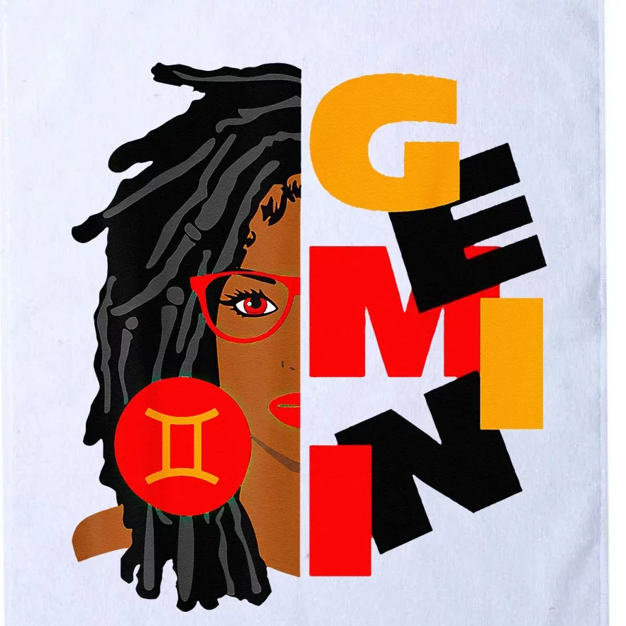 Womens Gemini Girl Afro Locs Girl Zodiac Signs Birthday Platinum Collection Golf Towel