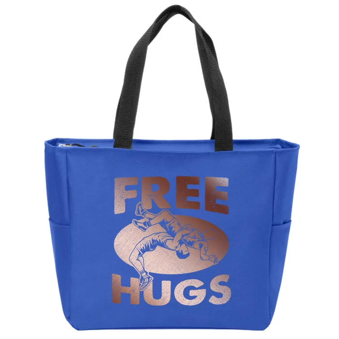 Wrestling Great Gift Great Gift Funny Free Hugs Wrestling Gift Zip Tote Bag