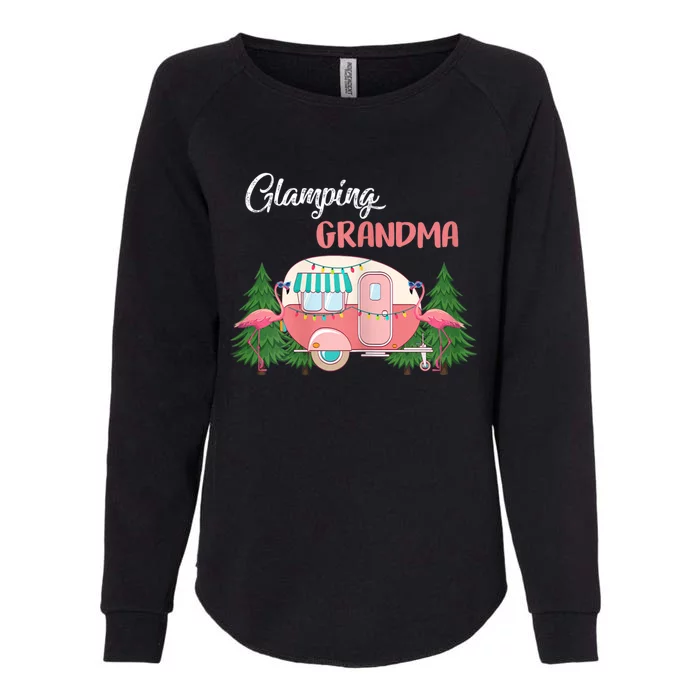 Womens Glamping Grandma Costume Camping RV Flamingos Camper Womens California Wash Sweatshirt