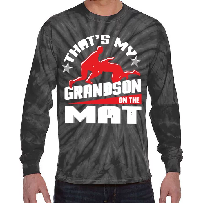 Wrestling Grandma Grandpa Wrestle Season Gift Tie-Dye Long Sleeve Shirt