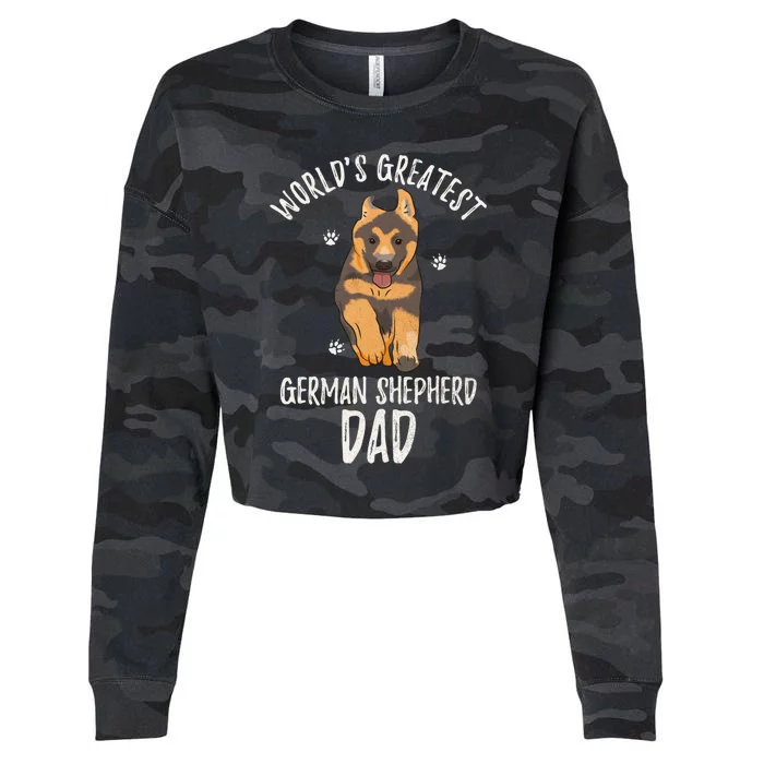 Worlds Greatest Ger Shepherd Dad Funny Dog Papa Pet Love Gift Cropped Pullover Crew