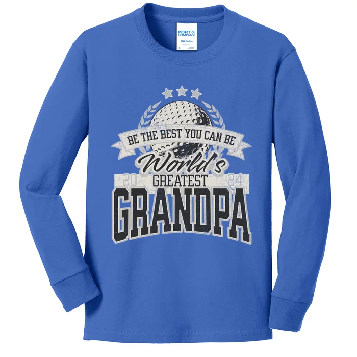 WorldS Greatest Grandpa FatherS Day Golf Meaningful Gift Kids Long Sleeve Shirt