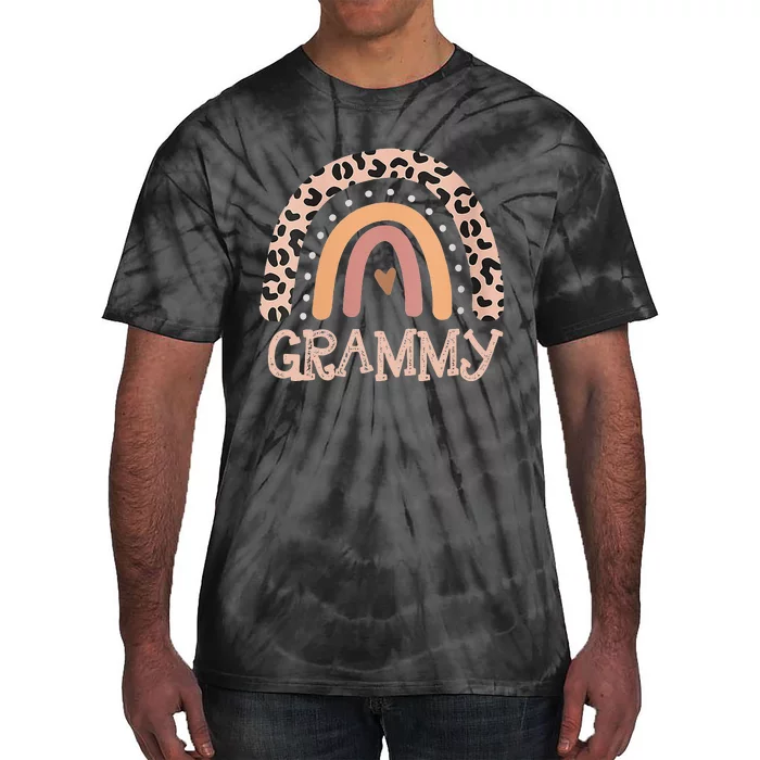 Womens Grammy Gifts For Mother Grandmother Family Rainbow Leopard Tie-Dye T-Shirt