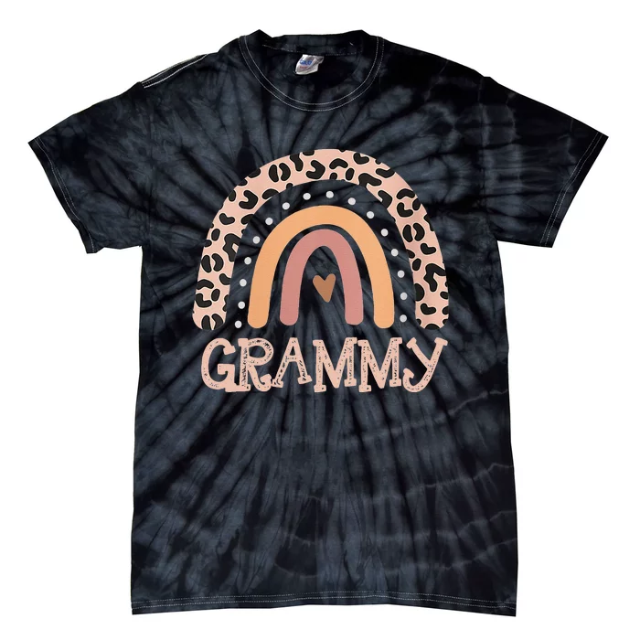 Womens Grammy Gifts For Mother Grandmother Family Rainbow Leopard Tie-Dye T-Shirt