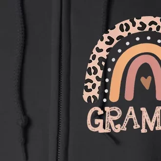 Womens Grammy Gifts For Mother Grandmother Family Rainbow Leopard Full Zip Hoodie