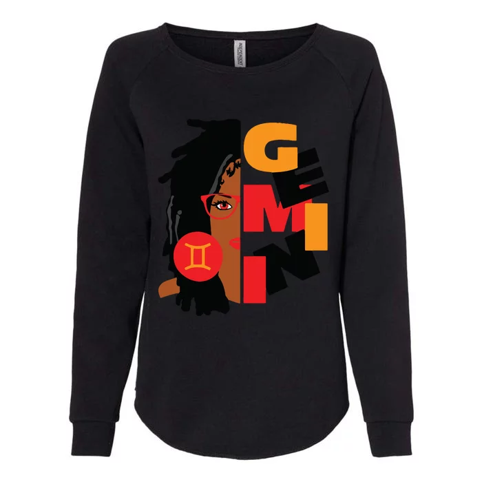 Womens Gemini Girl Afro Locs Girl Zodiac Signs Birthday Womens California Wash Sweatshirt